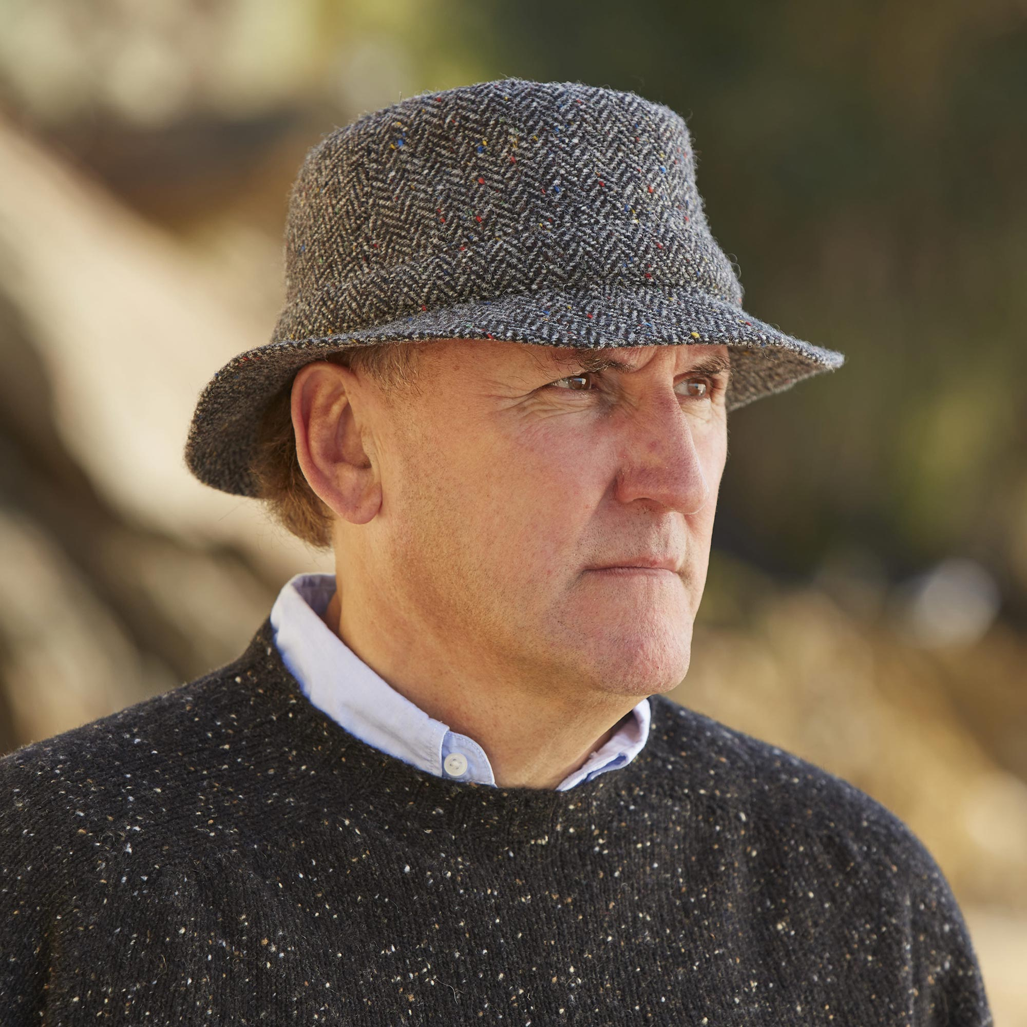 Grey Irish Wool Tweed Walking Hat, 'Highland Walk