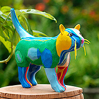 Recycled flip-flop sculpture, 'Eco Cat'  - Handcrafted Recycled Flip-Flop Cat Sculpture