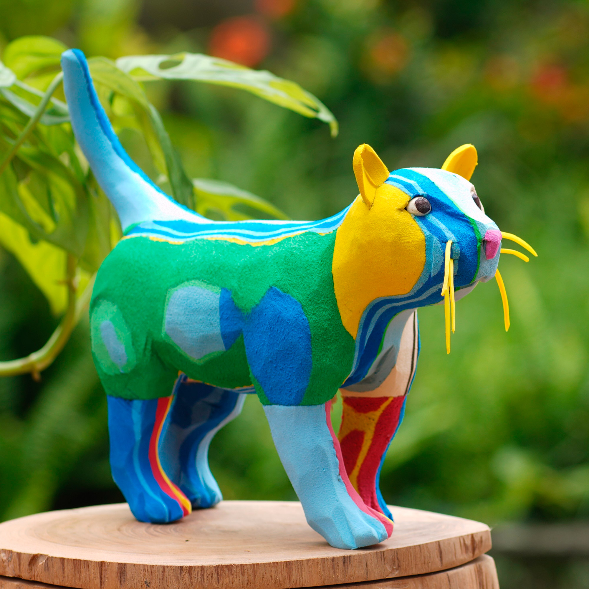 Handcrafted Recycled Flip-Flop Cat Sculpture - Eco Cat