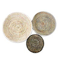 Woven grass baskets, 'Serene Savanna' (set of 3) - Hand Woven Senegalese Baskets (Set of 3)