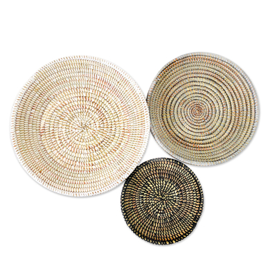 Hand Woven Senegalese Baskets (Set of 3) - Serene Savanna | NOVICA