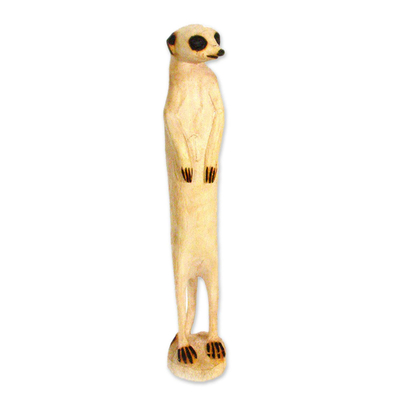 Escultura de madera (16 pulgadas) - Estatuilla de suricata africana tallada a mano (16 pulgadas)