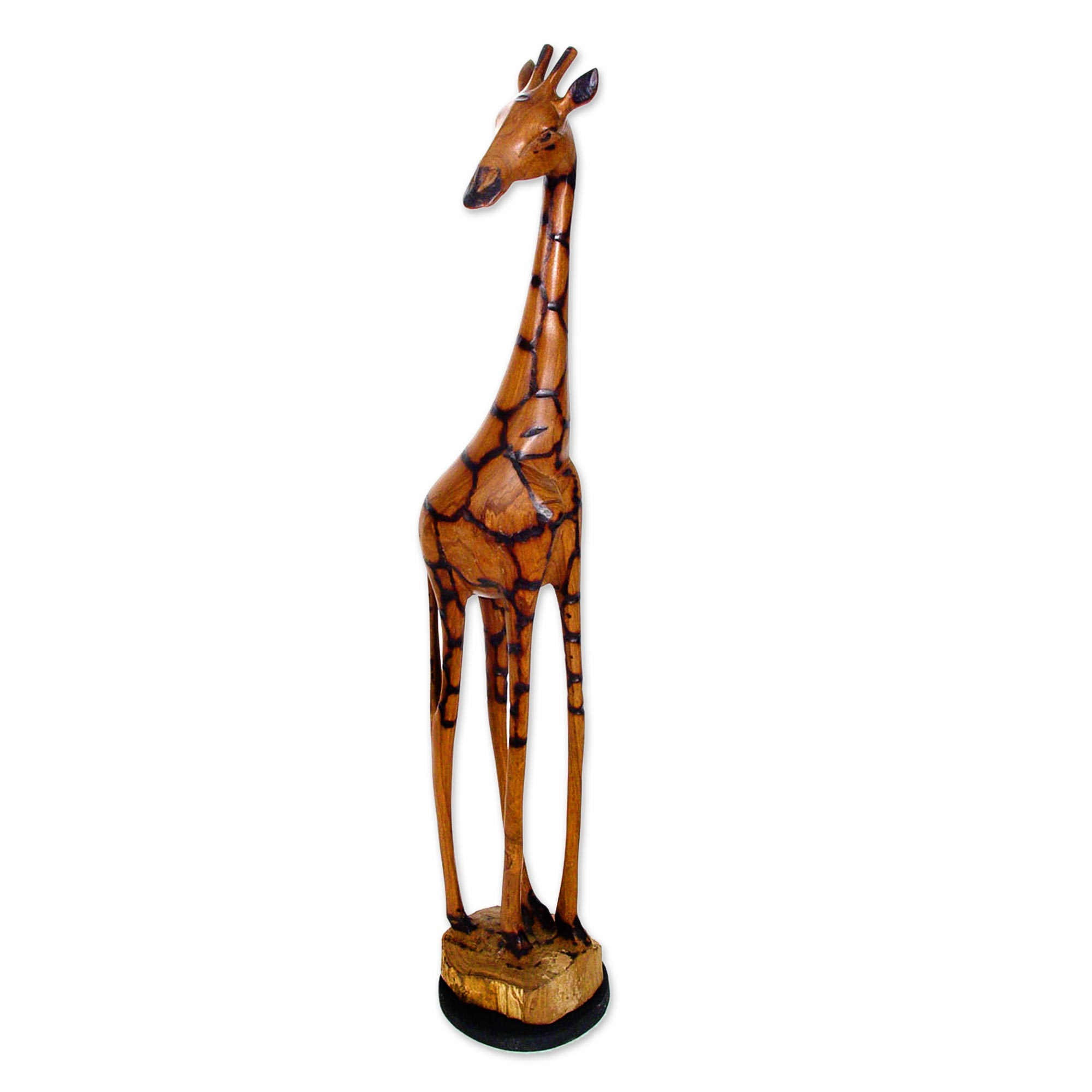 grens gesprek Mooie vrouw Artisan Crafted Wood Giraffe Sculpture (48 Inch) - Stately Giraffe | NOVICA