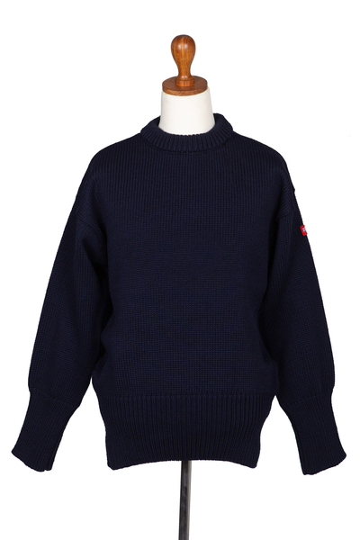 Men's British Navy Style Wool Sweater - Olympic Class | NOVICA