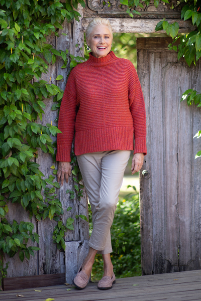 Wool blend funnel neck sweater, 'Iris' - Funnel Neck Wool Blend Sweater from Ireland