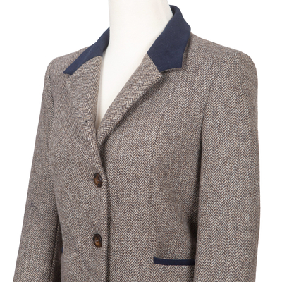 Abrigo de tweed de lana - Abrigo clásico de tweed de lana irlandesa para mujer
