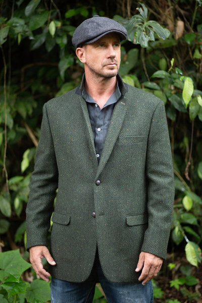 Men's wool tweed blazer, 'Joyce' - Men's Tailored Wool Blend Tweed Herringbone Blazer