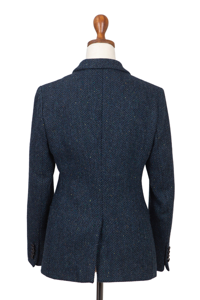 Klassischer Tweed-Blazer für Damen, „Waterford“ – Blauer Tweed-Blazer aus Irland