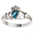 Claddagh-Ring aus Sterlingsilber mit Geburtsstein - Blauer CZ-Claddagh-Ring