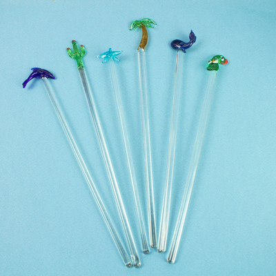 Glass Drink Stirrers Set