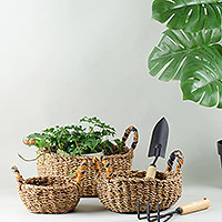 Handwoven baskets, 'Creative Chindi' (set of 3) - Set of 3 Handwoven Decorative Storage Baskets