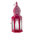Aluminum and glass hanging candle holder, 'Market Maroon' - Maroon Hanging Candle Holder Lantern with Decorative Glass