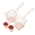 Stainless steel fry basket and condiment cup set, 'Order Up' (set of 4) - Rose Gold Stainless Steel Fry Basket and Condiment Cup Set