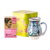 Curated gift box with mug and tea, 'Tea Break Set' - Curated Gift Box with Colorful Ceramic Mug and Tea Organizer