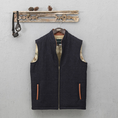 Irish wool tweed vest, 'Sporting Elegance' - Men's Navy Wool Blend Tweed Vest from Ireland