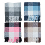 Ukrainian fringed throw blanket, 'Yarns for Peace' - Gingham-Patterned Fringed Throw Blanket from Ukraine