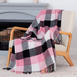 Ukrainian fringed throw blanket, 'Yarns for Peace' - Gingham-Patterned Fringed Throw Blanket from Ukraine