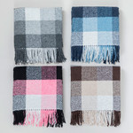 Ukrainian fringed throw blanket, 'Yarns for Peace' - Gingham-Patterned Fringed Throw Blanket from Ukraine