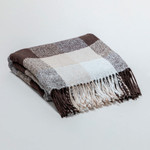 Ukrainian fringed throw blanket, 'Yarns for Peace' - Gingham-Patterned Fringed Throw Blanket from Ukraine