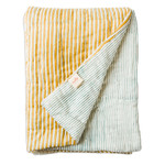 Cotton block print throw, 'Mustard Geometry' - Geometric Pattern Cotton Block Print Throw from India