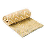 Cotton block print throw, 'Mustard Geometry' - Geometric Pattern Cotton Block Print Throw from India