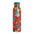 Copper water bottle, 'Lodhi Garden' - Red Garden Theme Copper Water Bottle from India