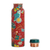 Copper water bottle, 'Lodhi Garden' - Red Garden Theme Copper Water Bottle from India