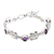 Amethyst link bracelet, 'Turtle Migration' - Balinese Silver Turtle Theme Handcrafted Amethyst Bracelet