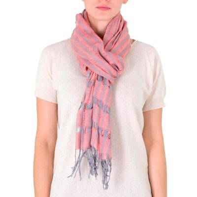 Cotton scarf, 'Autumnal Memoirs' - Cotton scarf
