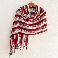 Cotton shawl, 'Tradition' - Cotton shawl