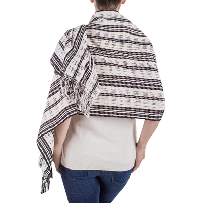 Cotton shawl, 'Day to Night' - Handwoven Artisan Cotton Shawl 