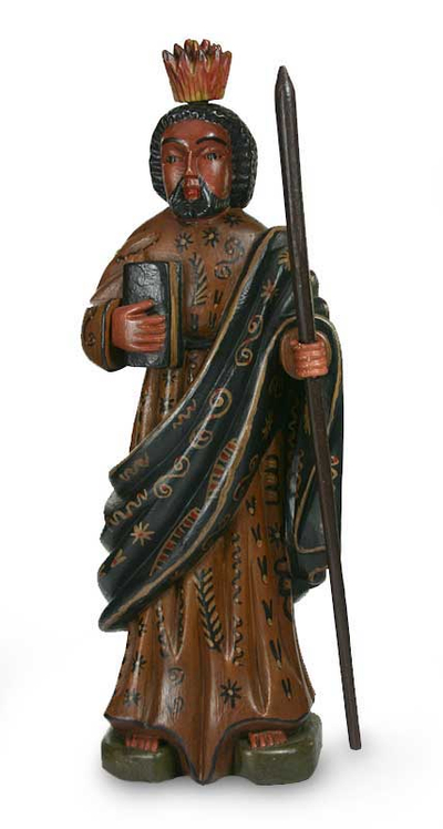 Unique Religious Handcarved Wood Sculpture - Saint Joseph with a Crown ...