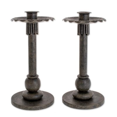 Wrought iron candleholders, 'Tradition' (pair) - Wrought iron candleholders (Pair)