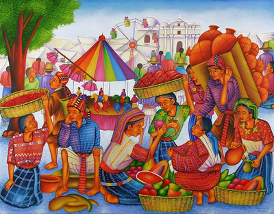 Original Fine Art Painting - Chichicastenango Fair | NOVICA