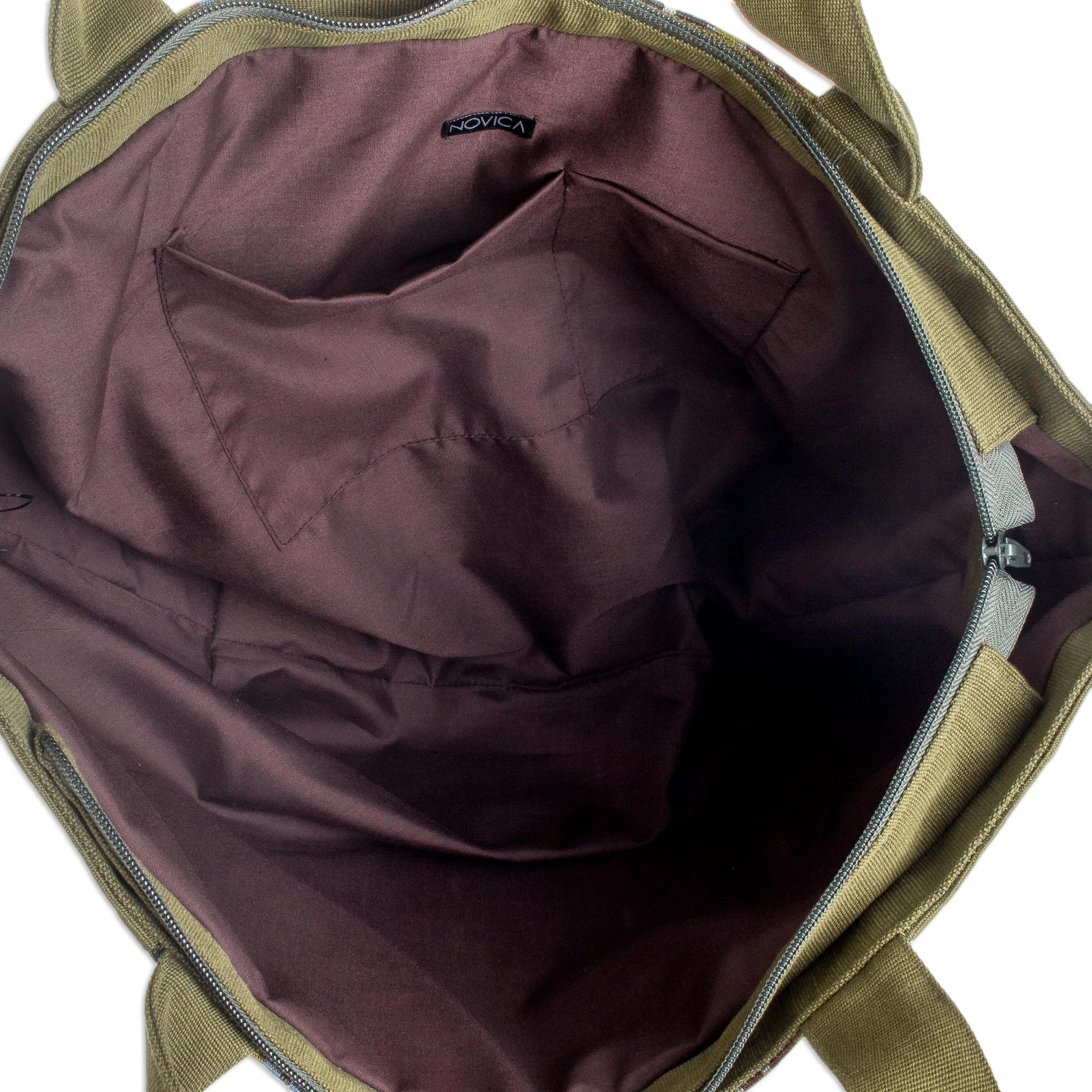 UNICEF Market Green Striped Cotton Tote Bag Handwoven in Guatemala