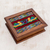 Wood and cotton tea box, 'Maya Ducklings' - Handmade Wood Decorative Box with Cotton Detailing (image p172471) thumbail