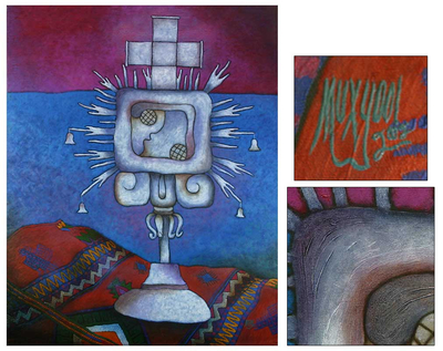 'N'oj Glyph' (2002) - Pintura Espiritual al Óleo de Guatemala
