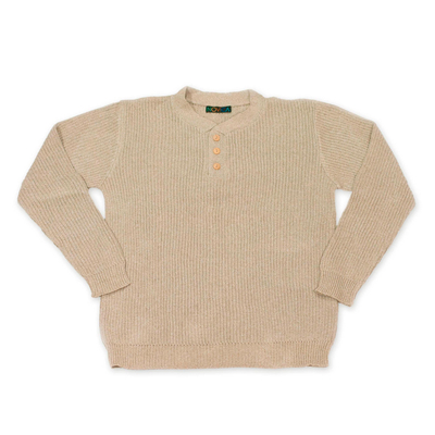 Men's cotton sweater, 'Maya Gentleman' - Unique Handspun Cotton Pullover Sweater