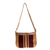 Leather accent cotton shoulder bag, 'Half Moon' - Striped Cotton Shoulder Bag  thumbail