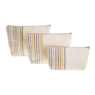 Artisan Crafted Cotton Cosmetic Travel Bags (Set of 3)