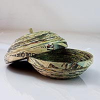 Central American Modern Recycled Paper Decorative Basket,'News from Guatemala'