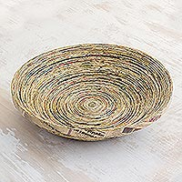 Recycled paper centerpiece, 'Endless Story' - Unique Modern Paper Recycled Bowl Centerpiece