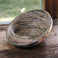 Recycled paper centerpiece, 'Waves' - Modern Recycled Paper Bowl Centerpiece from Central America