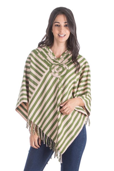Cotton poncho, 'Cosmic Nature' - Handcrafted Central American Cotton Poncho