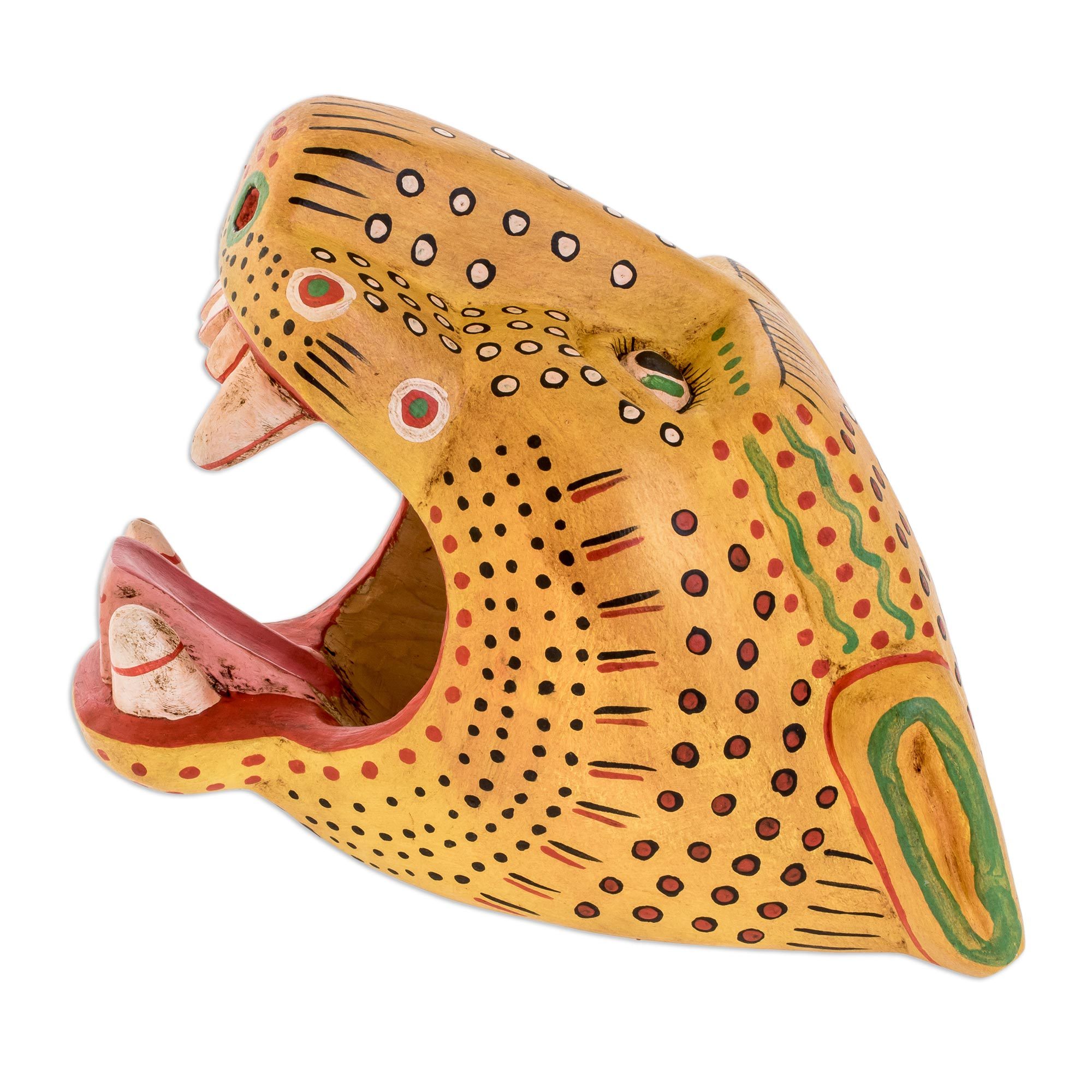 Unique Wood Wall Art Mask Maya Jaguar NOVICA