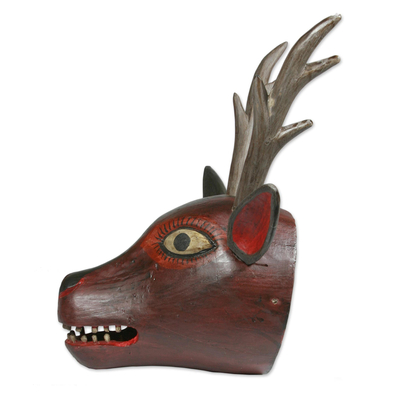 Wood sculpture, 'Maya Deer' - Hand Made Wood Deer Wall Art