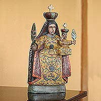 Wood sculpture, 'Our Lady of Candelaria' - Handcrafted Religious Wood Sculpture