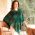 Cotton blend poncho, 'Emerald Valley' - Handcrafted Cotton Blend Poncho thumbail
