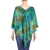Cotton blend poncho, 'Emerald Valley' - Handcrafted Cotton Blend Poncho