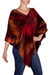Cotton blend poncho, 'Ruby Tradition' - Hand Loomed Cotton Blend Poncho